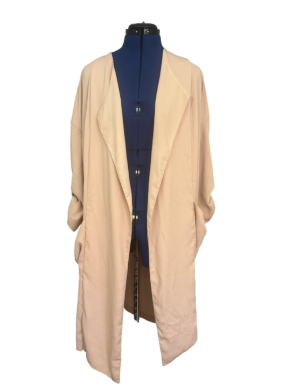 Tahari Tan Long Flowy Open Cardigan